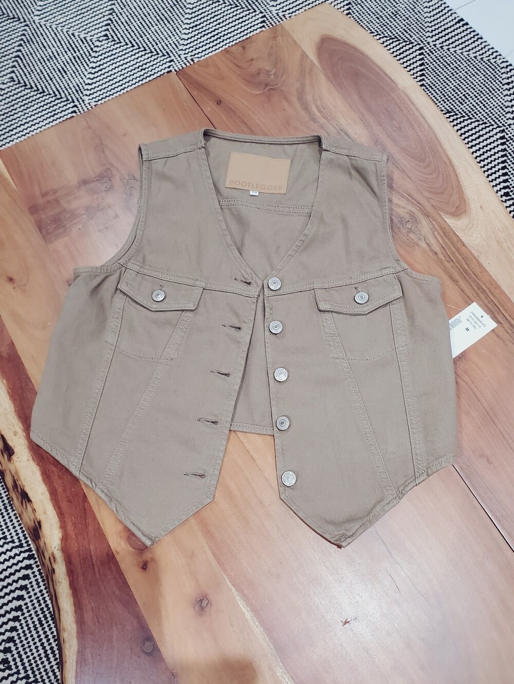 BOOTLEGGER Rare Sandy Taupe Denim Vest